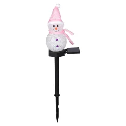 Die moderne Hausfrau Solar-Gartenstecker „Schneemann“ rosa