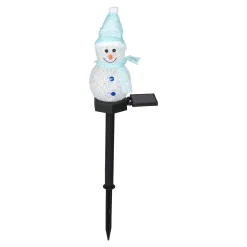 Die moderne Hausfrau Solar-Gartenstecker „Schneemann“ blau