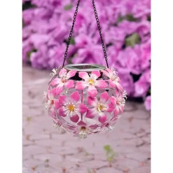 Die moderne Hausfrau Solar-LED-Hängeleuchte "Hibiskus" pink