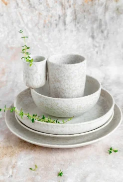 Die moderne Hausfrau Speiseteller-Set, Steinzeug Alpenwiese Creme