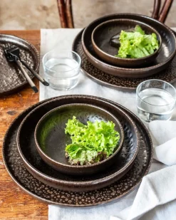 Die moderne Hausfrau Speiseteller-Set, Steinzeug Glockenklang