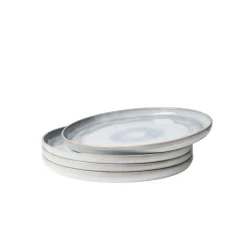 Die moderne Hausfrau Speiseteller-Set, Steinzeug TIEFER SEE Grau / Weiß