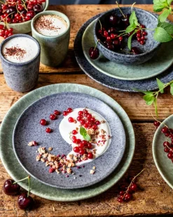 Die moderne Hausfrau Speisteller-Set, Steinzeug Moos'N'Stein Grün