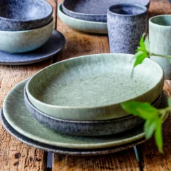 Die moderne Hausfrau Speisteller-Set, Steinzeug Moos'N'Stein Grau