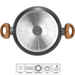 Die moderne Hausfrau STONELINE Back to Nature Servierpfanne 24 cm | Holzoptik