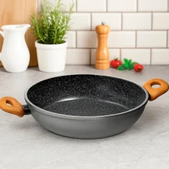 Die moderne Hausfrau STONELINE Back to Nature Servierpfanne 24 cm | Holzoptik