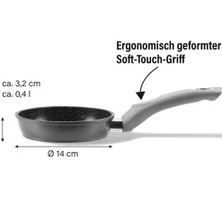 Die moderne Hausfrau STONELINE Bratpfanne 14 cm | ohne Deckel - Grau