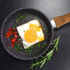 Die moderne Hausfrau STONELINE Bratpfanne 18 cm | ohne Deckel - Holzoptik