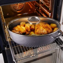 Die moderne Hausfrau STONELINE Bräter Schmortopf Oval 39x26 cm | mit Deckel