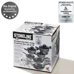 Die moderne Hausfrau STONELINE CERAMIC Keramik Kochgeschirr-Set 14-teilig | mit Deckeln - Schwarz