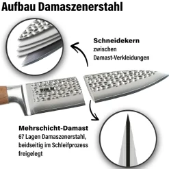 Die moderne Hausfrau STONELINE Chefmesser 34 cm | 67 Lagen Damastmesser