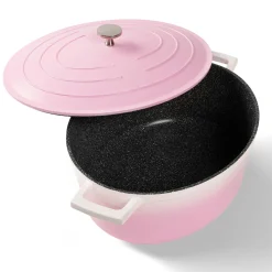 Die moderne Hausfrau STONELINE Cocotte Bräter Oval 32x25 cm Rosa | mit Deckel