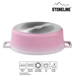 Die moderne Hausfrau STONELINE Cocotte Bräter Oval 32x25 cm Rosa | mit Deckel