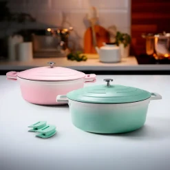 Die moderne Hausfrau STONELINE Cocotte Bräter Oval 32x25 cm Rosa | mit Deckel