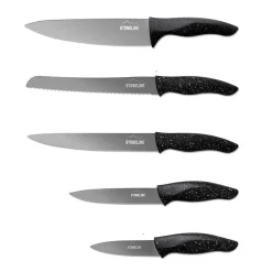 Die moderne Hausfrau STONELINE Edelstahl Messer Set 5-teilig mit Messerblock | Schwarz