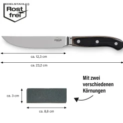Die moderne Hausfrau STONELINE Edelstahl Steakmesser Set 4-teilig | Holzgriff