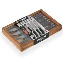 Die moderne Hausfrau STONELINE Edelstahl Steakmesser Set 4-teilig | Holzgriff