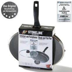 Die moderne Hausfrau STONELINE Fisch- und Schnitzelpfanne Oval 35x24 cm | mit Deckel