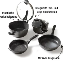 Die moderne Hausfrau STONELINE FUTURE Kochgeschirr-Set 8-teilig 18/20/24 | mit Deckeln