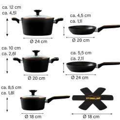 Die moderne Hausfrau STONELINE Kochgeschirr-Set 11-teilig 18/20/24 Roségold | mit Deckeln