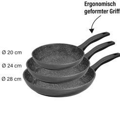 Die moderne Hausfrau STONELINE Made in Germany Pfannen-Set 3-teilig 20/24/28 | ohne Deckel