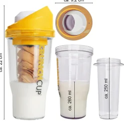 Die moderne Hausfrau STONELINE Original CrunchCup Tragbarer Müslibecher To Go 260 + 250 ml | Gelb