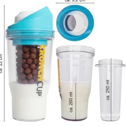 Die moderne Hausfrau STONELINE Original CrunchCup Tragbarer Müslibecher To Go 260 + 250 ml | Blau
