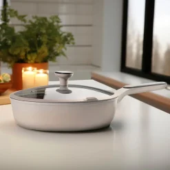 Die moderne Hausfrau STONELINE Schmorpfanne 28 cm Creme | mit Deckel