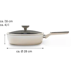 Die moderne Hausfrau STONELINE Schmorpfanne 28 cm Creme | mit Deckel