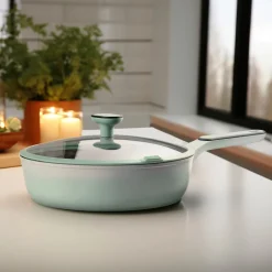 Die moderne Hausfrau STONELINE Schmorpfanne 28 cm Mint | mit Deckel