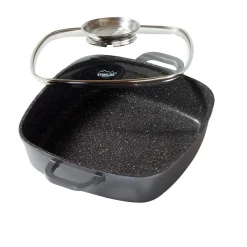 Die moderne Hausfrau STONELINE Servierpfanne Eckig 24 cm | mit Deckel