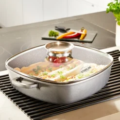 Die moderne Hausfrau STONELINE Servierpfanne Eckig 32 cm | mit Deckel