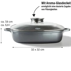 Die moderne Hausfrau STONELINE Servierpfanne Eckig 32 cm | mit Deckel