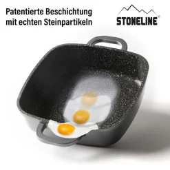 Die moderne Hausfrau STONELINE Servierpfanne Eckig 20 cm | mit Deckel