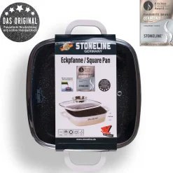 Die moderne Hausfrau STONELINE Servierpfanne Eckig 20 cm Creme | mit Deckel