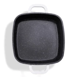 Die moderne Hausfrau STONELINE Servierpfanne Eckig 20 cm Creme | mit Deckel