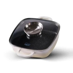 Die moderne Hausfrau STONELINE Servierpfanne Eckig 20 cm Creme | mit Deckel