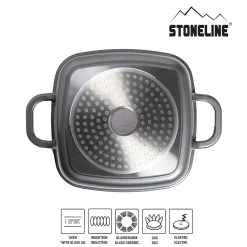 Die moderne Hausfrau STONELINE Servierpfanne Eckig 20 cm Roségold | mit Deckel