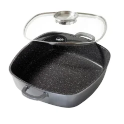 Die moderne Hausfrau STONELINE Servierpfanne Eckig 28 cm | mit Deckel