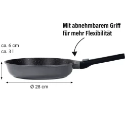 Die moderne Hausfrau STONELINE SMART Bratpfannn 28 cm mit abnehmbarem Griff - Grau