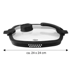 Die moderne Hausfrau STONELINE SMELL WELL FUTURE Glasdeckel Eckig 24 cm mit SMELL WELL Funktion | Schwarz