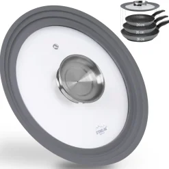 Die moderne Hausfrau STONELINE Universal Glasdeckel 24/26/28 mit Aroma-Funktion | Grau