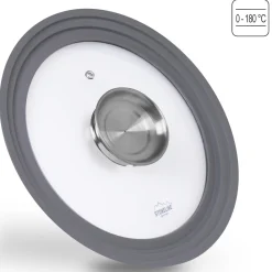 Die moderne Hausfrau STONELINE Universal Glasdeckel 24/26/28 mit Aroma-Funktion | Grau