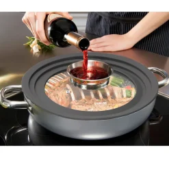 Die moderne Hausfrau STONELINE Universal Glasdeckel 24/26/28 mit Aroma-Funktion | Grau