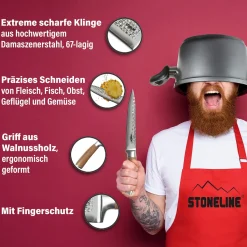 Die moderne Hausfrau STONELINE Universalmesser 24 cm | 67 Lagen Damastmesser