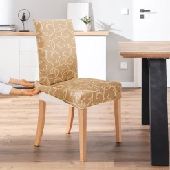 Die moderne Hausfrau Stuhlhusse „Ornamente“, 2 Stück beige