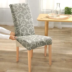 Die moderne Hausfrau Stuhlhusse „Ornamente“, 2 Stück grau