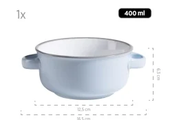 Die moderne Hausfrau Suppentassen-Set, Steinzeug Maila Hellblau, Hellgrün, Rosa, Grau