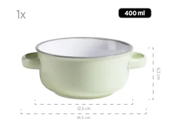 Die moderne Hausfrau Suppentassen-Set, Steinzeug Maila Hellblau, Hellgrün, Rosa, Grau