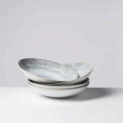 Die moderne Hausfrau Suppenteller, Steinzeug TIEFER SEE Grau / Weiß